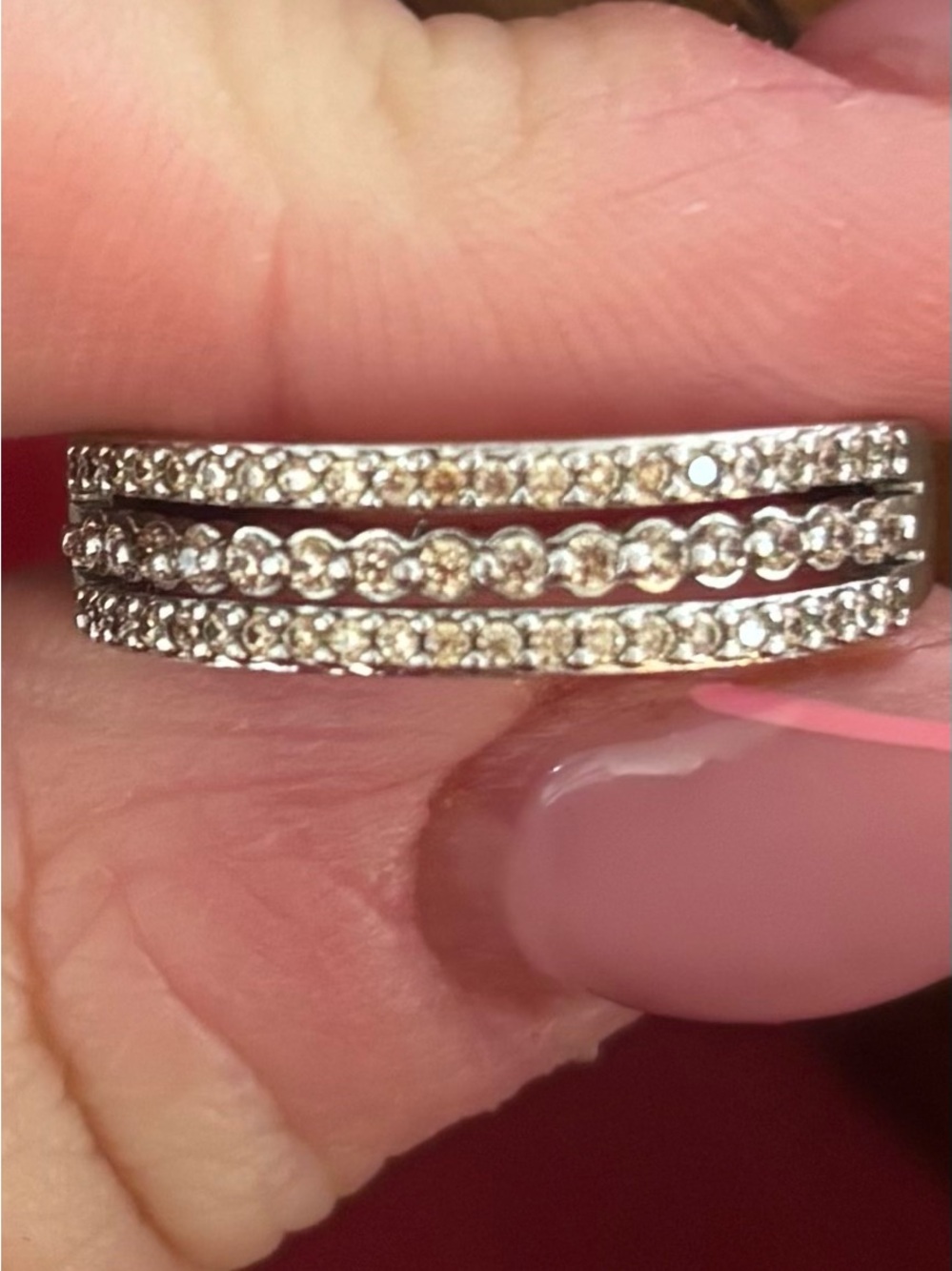 BOMB PARTY Silver Pavé Triple-Row Ring - Picture 2 of 2